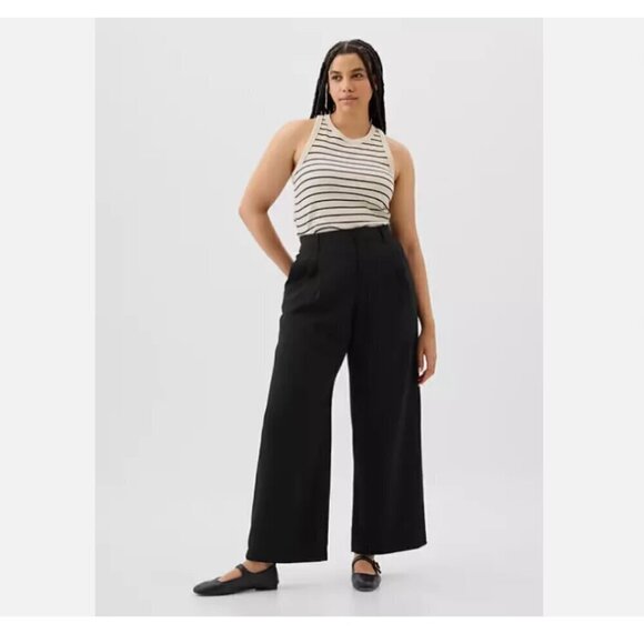 GAP Easy Crepe Drapey Pleated Black Loose Straight Elastic Pants Size 2 NEW $80 - Picture 6 of 11